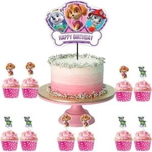 Paw Patrol Sky Cake Topper Set Pasta Seti 20 Kürdan 25 Kek Kalıbı 1 Pasta Üstü Büyük Doğum Günü Pasta Süsü