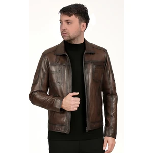 Mbappe Hakiki Deri Erkek Kestane Karartma Ceket