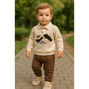 Erkek Bebek 2’li Takım – Yaka Detaylı Nakışlı Sweatshirt ve Eşofman Altı 07147V