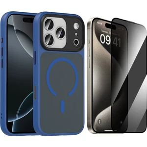 iPhone 17 Pro Max Kılıf Mat Arka Yüzey Wireless Şarj Özellikli Zore Flet M-safe Kapak + Hayalet Cam Ekran Koruyucu