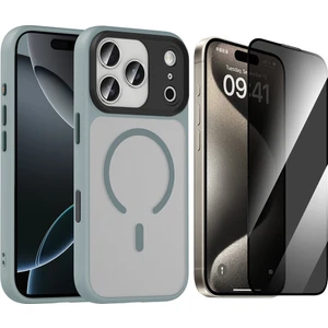 iPhone 17 Pro Kılıf Mat Arka Yüzey Wireless Şarj Özellikli Zore Flet M-safe Kapak + Hayalet Cam Ekran Koruyucu