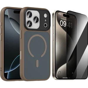iPhone 17 Pro Kılıf Mat Arka Yüzey Wireless Şarj Özellikli Zore Flet M-safe Kapak + Hayalet Cam Ekran Koruyucu