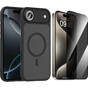 iPhone 17 Air Kılıf Mat Arka Yüzey Wireless Şarj Özellikli Zore Flet M-safe Kapak + Hayalet Cam Ekran Koruyucu
