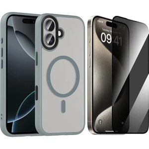 iPhone 17 Kılıf Mat Arka Yüzey Wireless Şarj Özellikli Zore Flet M-safe Kapak + Hayalet Cam Ekran Koruyucu