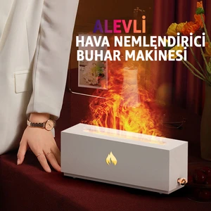 Şömine Görünümlü Aroma Difüzör ve Hava Nemlendirici – Alev Efektli LED Işıklı, Sessiz Çalışan Ultrasonik Buhar Makinesi, Aromaterapi ve Dekoratif Ortam Aydınlatması