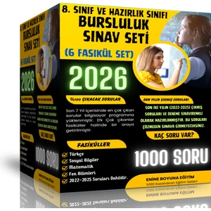 Enine Boyuna Eğitim 8. Sınıf Bursluluk Sınav Seti (5 Fasikül Kitap)
