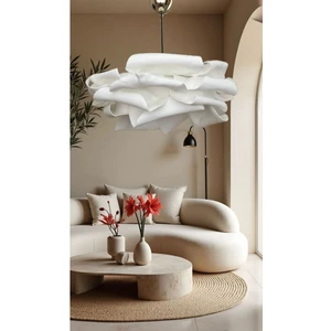 Eva Çiçek Form Beyaz El Yapımı Dekoratif Avize – Modern Minimalist Tasarım