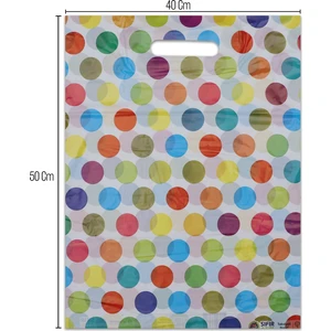 No:4 (40*50) Renkli Puantiye Desenli Takviyeli Elgeçme Poşet 50 Adet