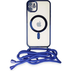 Apple iPhone 11 Divo Magsafe Kapak – Lazer Detaylı, Slim & Askılı Tasarım, Günlük Koruma - Mavi