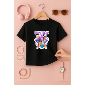Kpop Demon Hunters Hunterix Baskılı Kız Çocuk Tişört 4-13 Yaş - Huntr/x