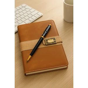 Kişiye Özel Isimli Kalem ve Çizgili Ajanda Defter Seti ,100 Yaprak, Şık Kutulu