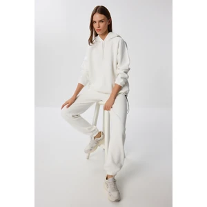 Kapüşonlu Şardonlu Örme Alt-Üst Takım LZV0028 Ekru