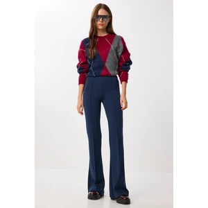 Ispanyol Paça Esnek Modal Tayt LUB0243 Lacivert