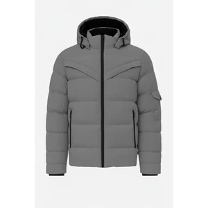 Erkek Gri Erkek Outdoor Su Geçirmez Kapüşonlu Kışlık Kaban – Rüzgar ve Yağmura Dayanıklı  Mont&kaban