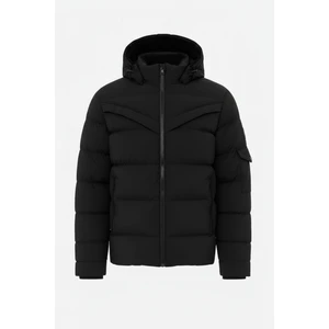 Erkek Siyah Erkek Outdoor Su Geçirmez Kapüşonlu Kışlık Kaban – Rüzgar ve Yağmura Dayanıklı  Mont&kaban