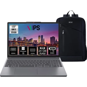 Ideapad Slim 3 Intel Core I5 13420H 24GB 1tb SSD W11PRO 15.3" Wuxga Taşınabilir Bilgisayar 83K1003MTR + Boz Çanta Hediyeli