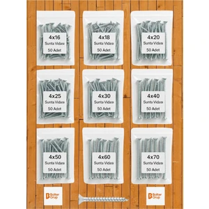 Ağaç ve Sunta Vidası Seti – 4 mm Çap / Toplam 450 Vida / 9 Boy (16-70 Mm)