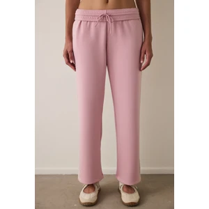 Lila Silky Feel Normal Bel Parçalı Eşofman Altı