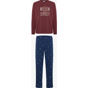 Erkek Cowboy Slogan Baskılı Pijama Takımı