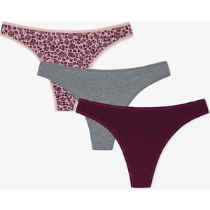 Çiçek Desenli Quiet Rose Normal Bel 3'lü  Pamuklu Tanga Külot