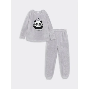 Lcw Kids Gri Bisiklet Yaka Pelüş Kız Çocuk Pijama Takımı