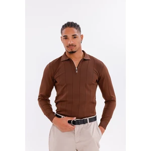 Erkek Yarım Fermuarlı Polo Yaka Triko Kazak