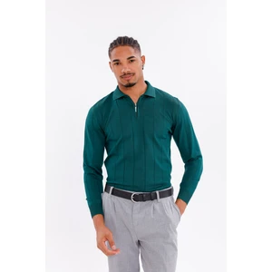 Erkek Yarım Fermuarlı Polo Yaka Triko Kazak