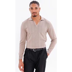 Erkek Yarım Fermuarlı Polo Yaka Triko Kazak