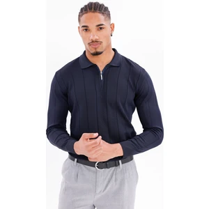 Erkek Yarım Fermuarlı Polo Yaka Triko Kazak