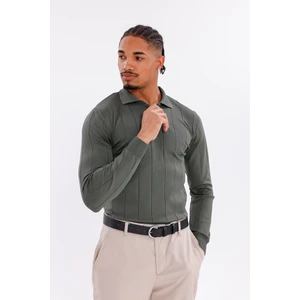 Erkek Yarım Fermuarlı Polo Yaka Triko Kazak