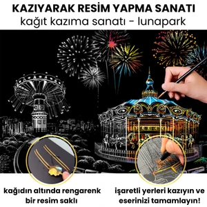 Kazıyarak Resim Yapma Sanatı – Hobi Çizim Kitleri – Scratch Art Kazıma Sanatı Seti - Kalem Dahil
