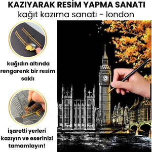 Kazıyarak Resim Yapma Sanatı – Hobi Çizim Kitleri – Scratch Art Kazıma Sanatı Seti - Kalem Dahil