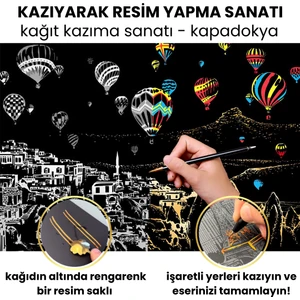 Kazıyarak Resim Yapma Sanatı – Hobi Çizim Kitleri – Scratch Art Kazıma Sanatı Seti - Kalem Dahil