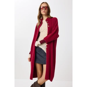 Sakallı Uzun Triko Hırka LNX0012 Bordo