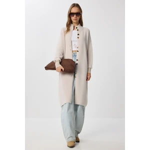 Sakallı Uzun Triko Hırka LNX0012 Bej