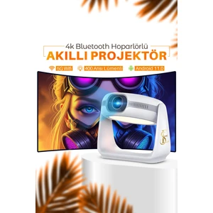 Bluetoothlu Android 4K Görüntülü Hoparlörlü Taşınabilir Sinema Projektörü