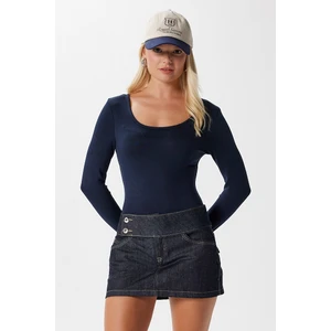 Kadın Heat Lux Touch U Yaka Lacivert Uzun Kol Soft Bluz