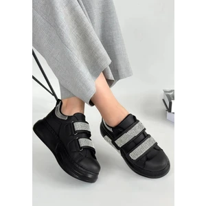 Nino Siyah Cilt Cırt Cırtlı Spor Ayakkabı