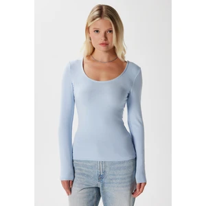 Kadın Heat Lux Touch U Yaka Mavi Uzun Kol Soft Bluz