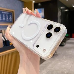 Iphone 17 Pro Uyumlu 3D Kamera Korumalı Şeffaf Magsafe Şarj Özellikli Darbe Emici Kılıf