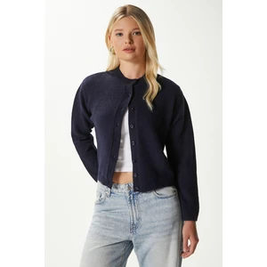 Kadın Nina Bisiklet Yaka Lacivert Basic Hırka