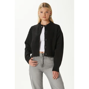 Kadın Tilia Crop Siyah Örgü Hırka