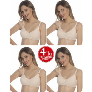 4'lü Paket Lüks Penye Ara Dikişli Balensiz Toparlayıcı Ten Süngerli ( Telsiz ) Sütyen T41301