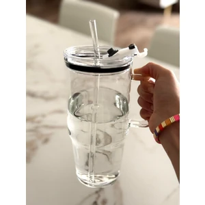 1200 ml Mika Kapaklı Cam Termos – Pipetli Bardak