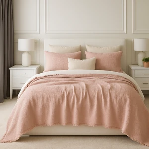 Hb&victory Müslin Toz Pembe Renk 6 Katlı Yorgan Çift Kişilik 240X220 Cm.