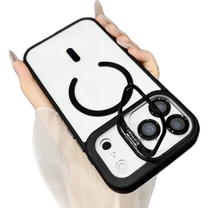 iPhone 17 Pro Max Kılıf Standlı Mika Magsafe Hassas Buton Metal Tuşlu + Kamera Lens Cam Hediyeli Set