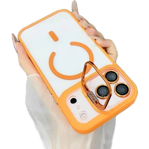 iPhone 17 Pro Kılıf Standlı Mika Magsafe Hassas Buton Metal Tuşlu +Kamera Lens Cam Hediyeli Set