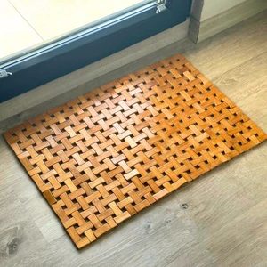 40X60 cm Bambu Banyo Matı | Doğal Ahşap Paspas | Kaymaz, Suya Dayanıklı, Dekoratif Mat | Banyo, Balkon ve Ev Kullanımı