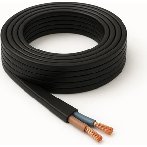 Aydınlatma Elektrik Kablosu Yassı Kablo (2*0,50 Ttr Balık Sırtı Tip) (Tam Bakır) Siyah 3 Metre