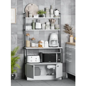 Mutfak Standı 2 Kapaklı 5 Raflı Kahve Köşesi Bazalı Mutfak Rafı Mutfak Bangosu